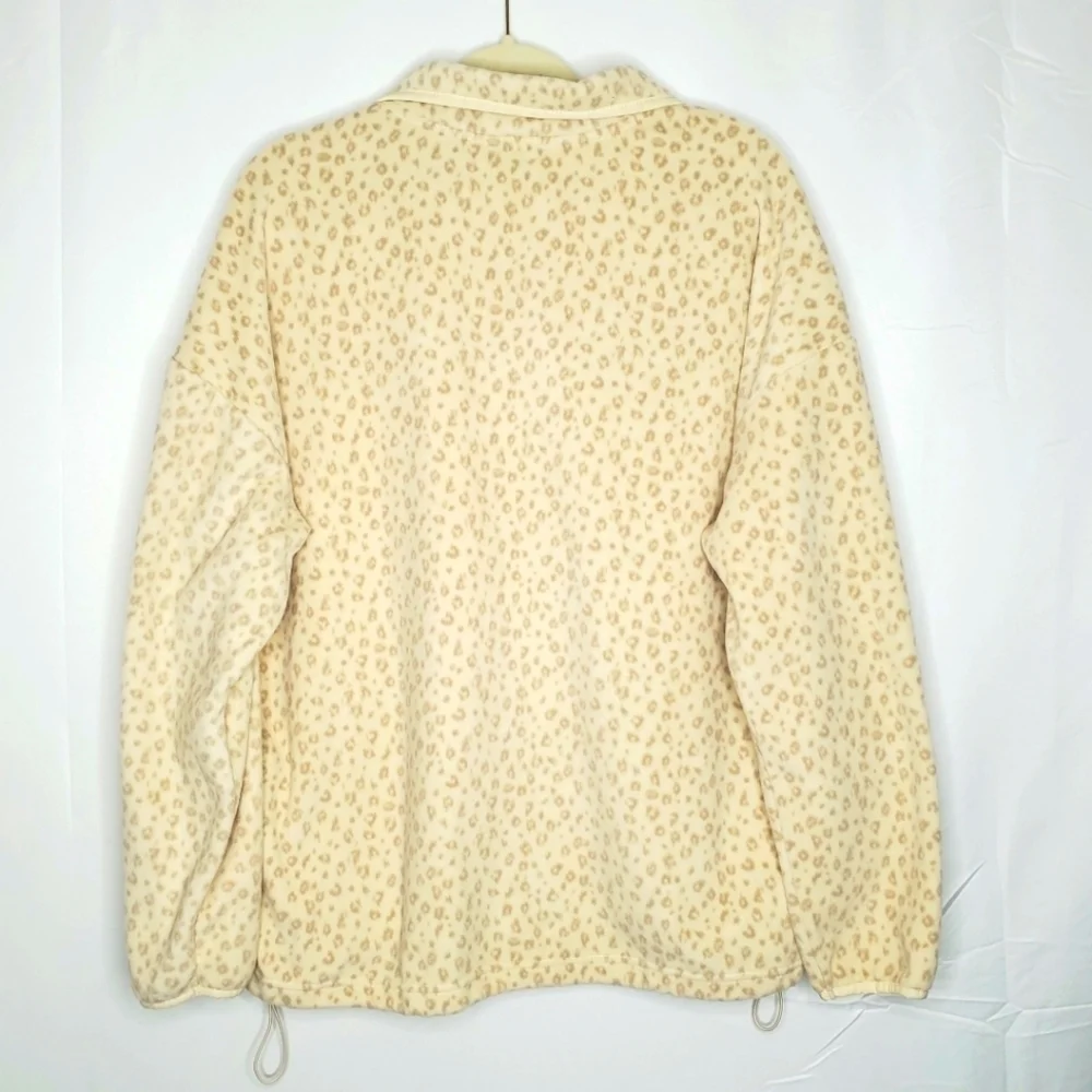 Bebe Animal Print Full Zip Fleece Jacket Size 1X Spell Out Long Sleeve Cozy Soft
